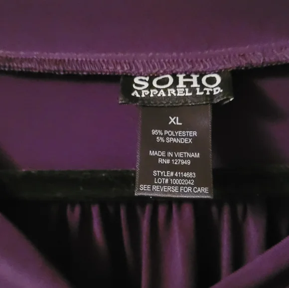 SoHo Apparel LTD Purple Top  XL - Picture 4 of 8
